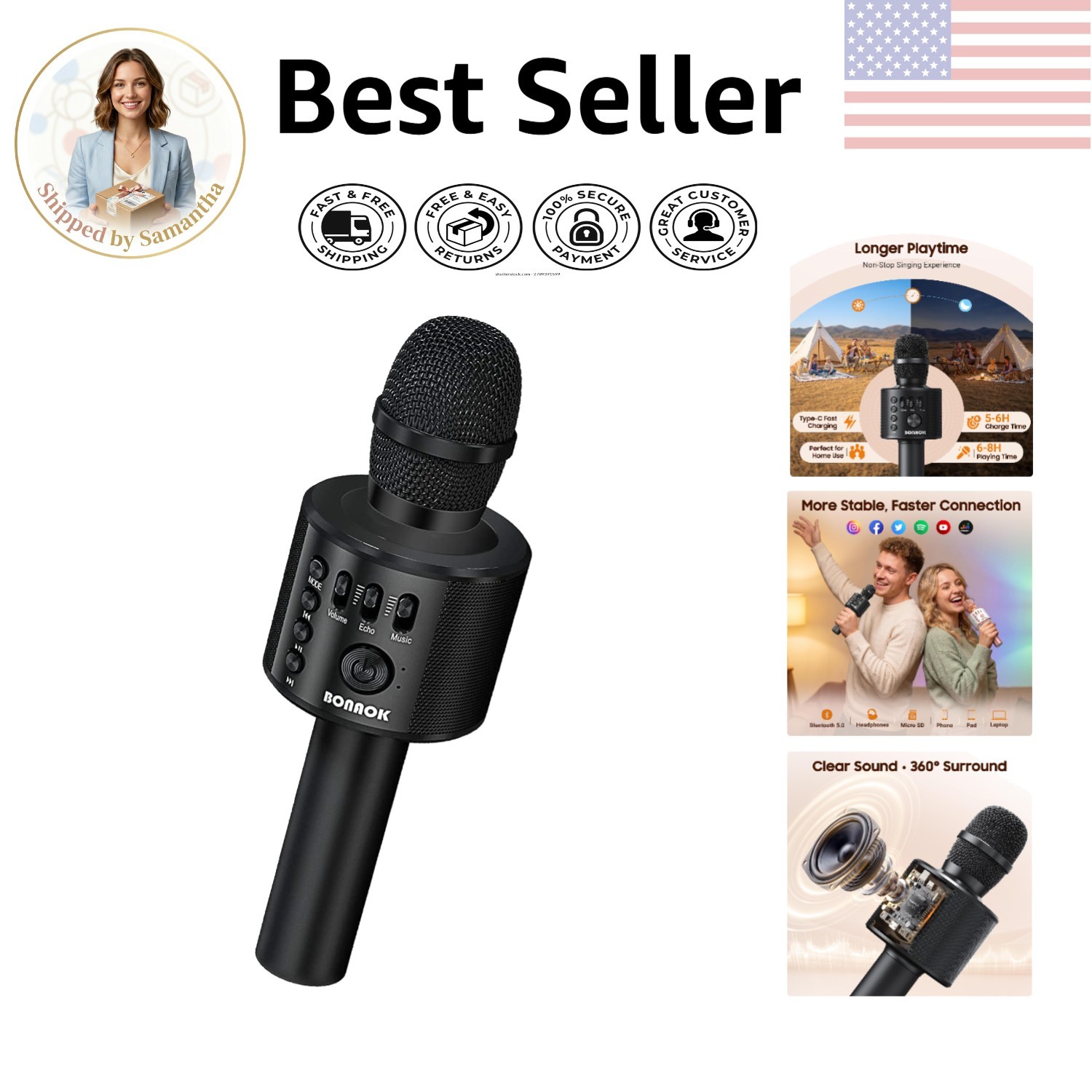 Bluetooth Karaoke Microphone & Speaker - Perfect Birthday Gift for Music Lovers