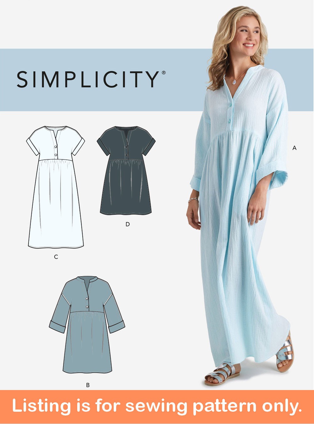 SEWING PATTERN Sew Women Clothes Clothing Long Short Dress Caftan Mumu Easy 9102