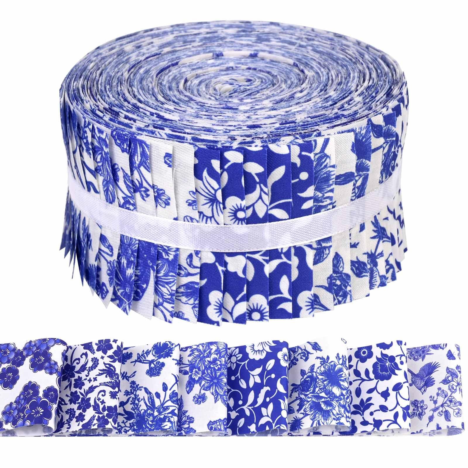 40 Pcs Chinoiserie Cotton Jelly Fabric Strips Blue and White Multicolor