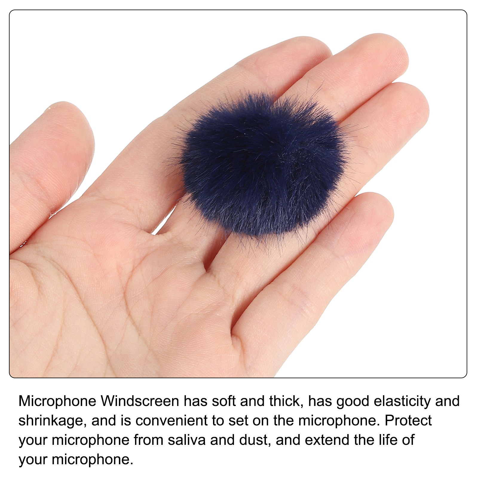 Furry Microphone Windscreen 5mm x 55mm for Microphone Dark Blue 2 Pack