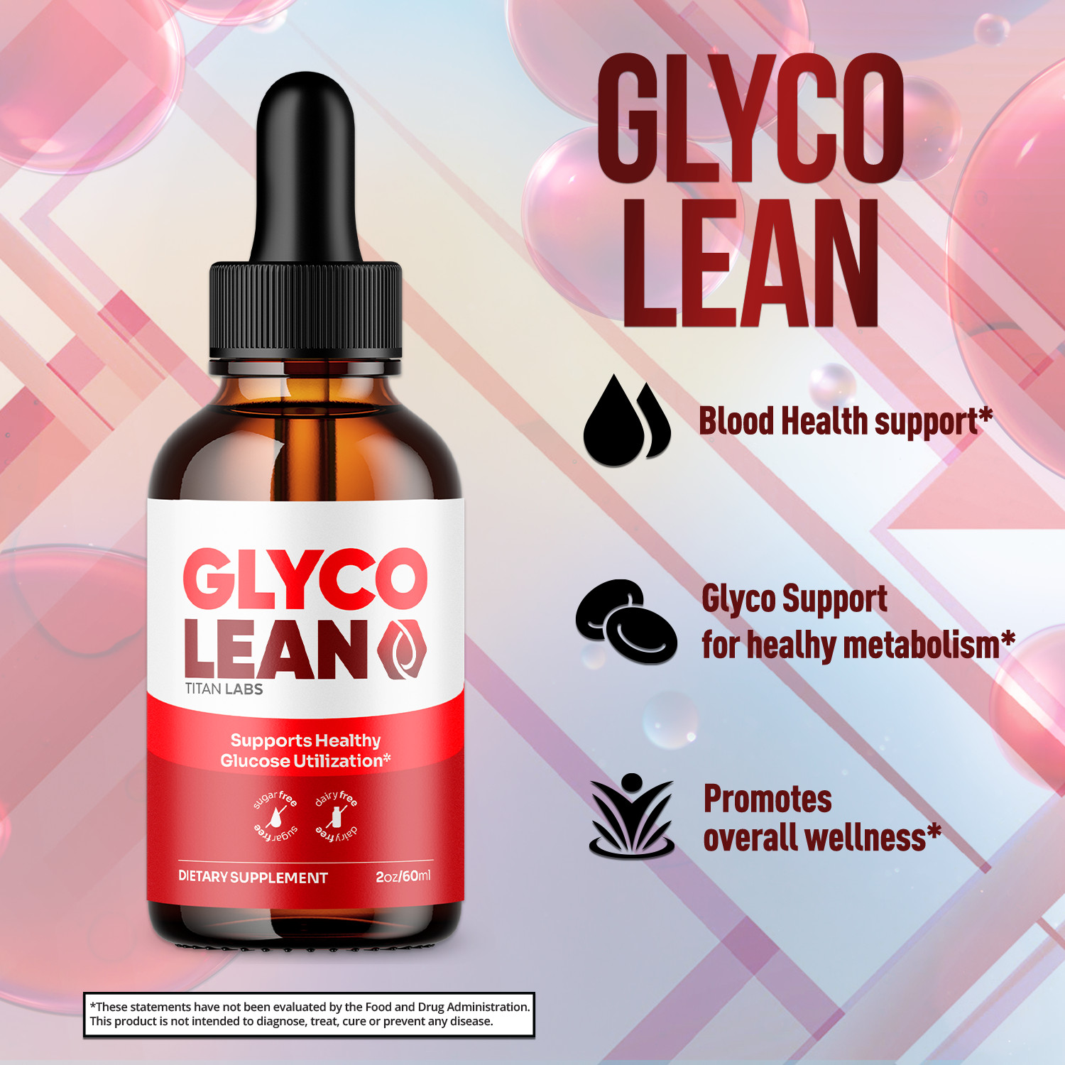 (3 Pack) Glyco Lean Blood Support Drops GlycoLean Vitamin Supplement 90 Servings