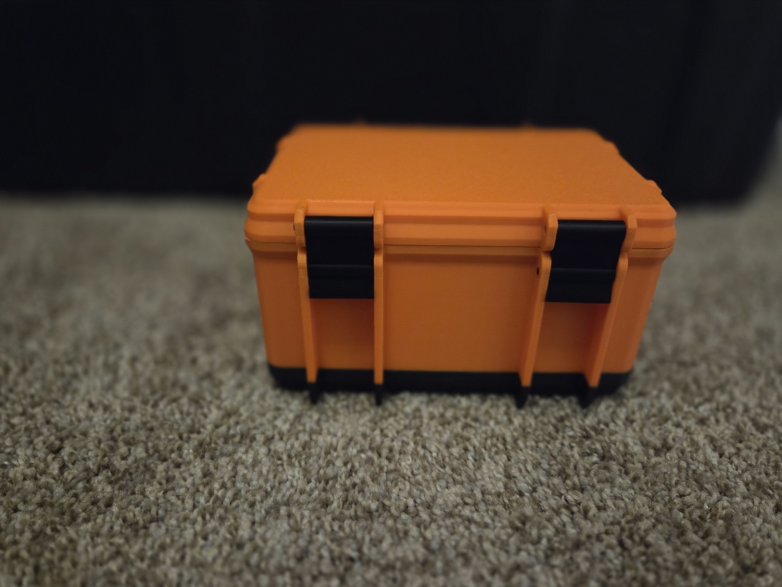 Orange Plastic Hard Storage Box for Camping and Hiking Gear, Rectangle