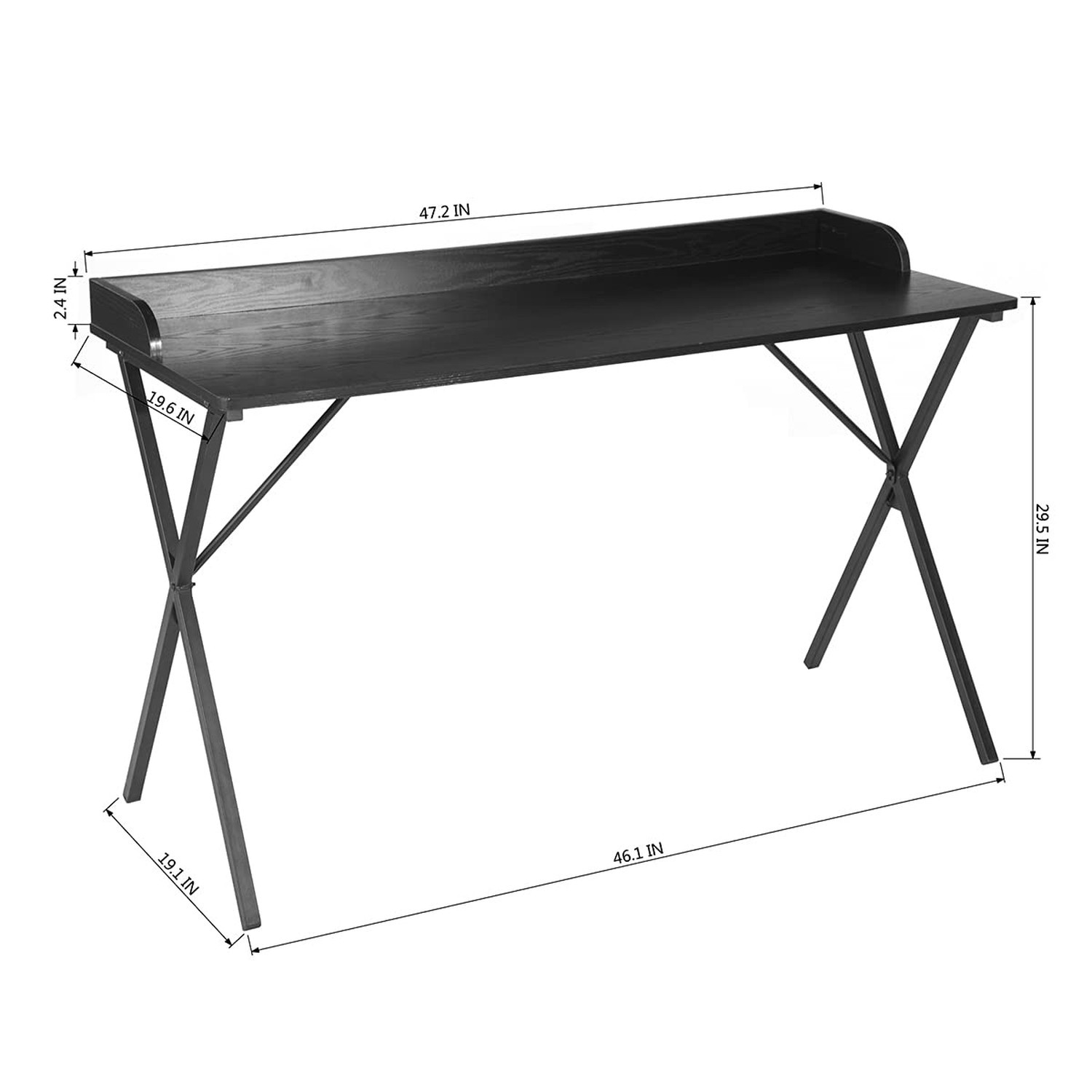 Computer Home Office, 47.2'' Study Writing Table Sturdy X-Frame with Large Wo...