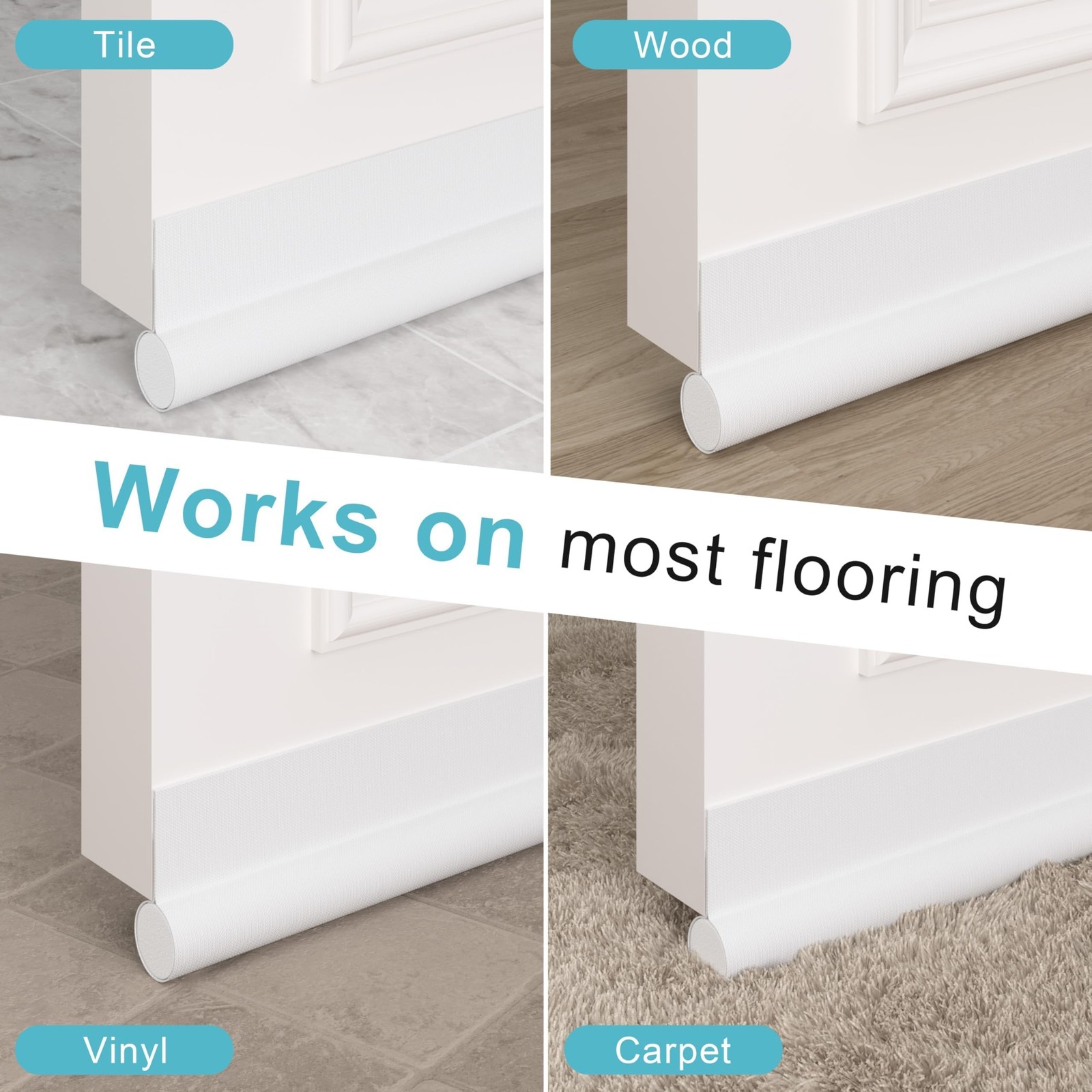 Door Draft Stopper Bottom One Sided Door Draft Blockers，37" Cutable Under
