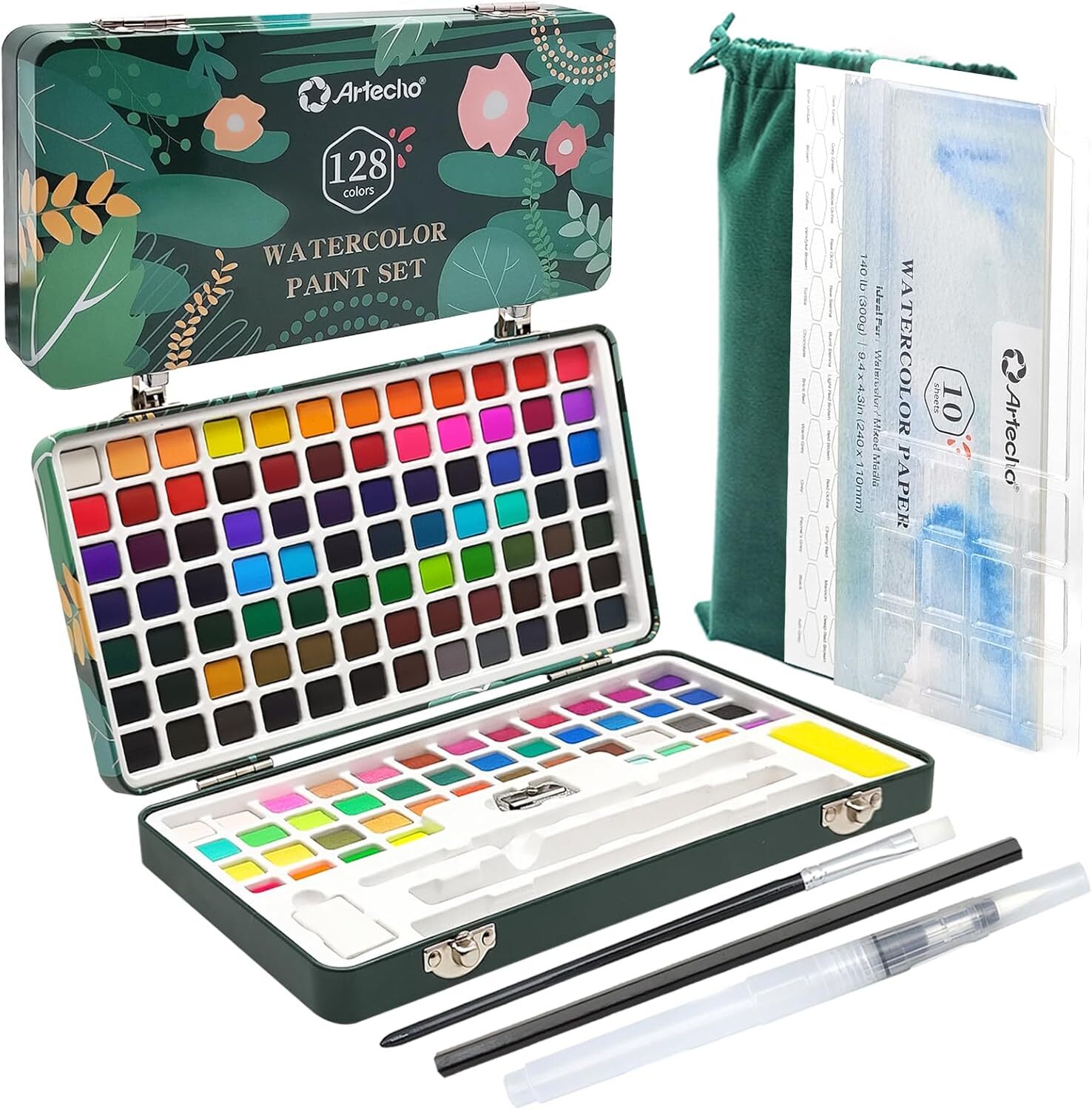 Artecho Watercolor Paint Set 128 Colors, 1.56 Pound (Pack of 1), 128 Colors
