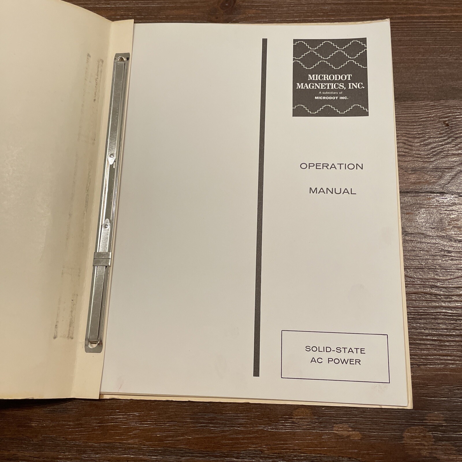 Microdot Magnetics Solid State AC Power Conversion Operation Manual