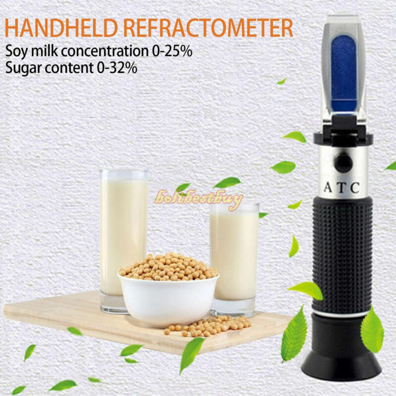 0-32% Brix Sugar Wine Fruit Scale Refractometer Alcohol Meter Test Tool New