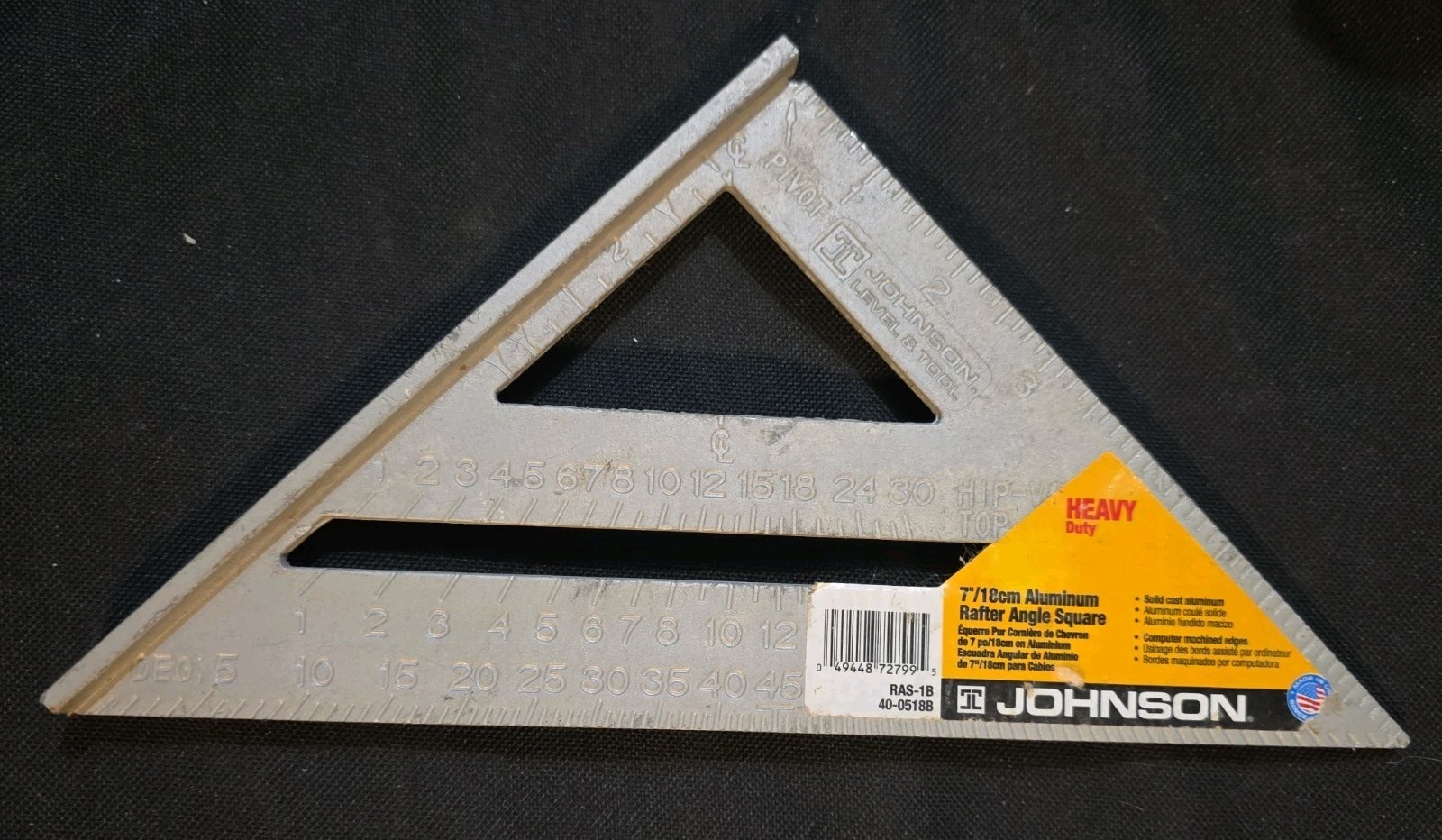 Johnson Level RAS-1B Heavy Duty 7" / 18 cm Aluminum Rafter Angle Square
