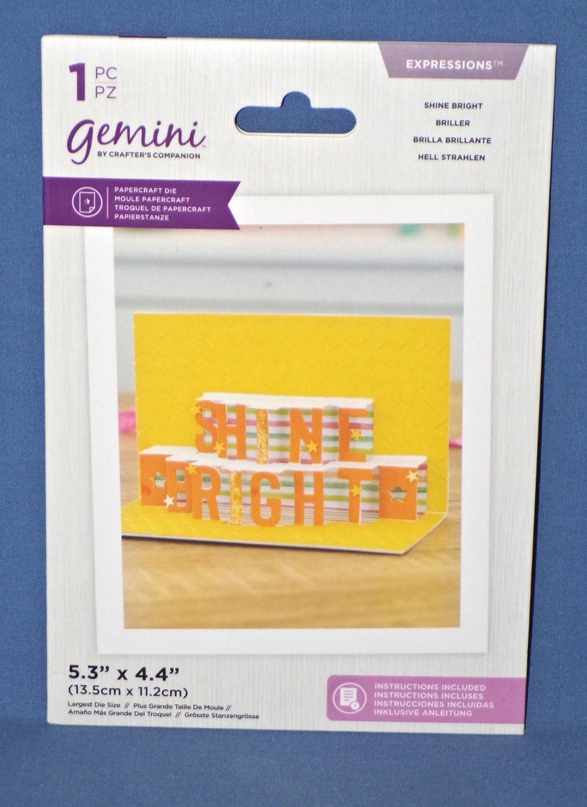 Crafters Companion Shine Bright Die 1 pc Pop Out Sentiment Gemini Expression New