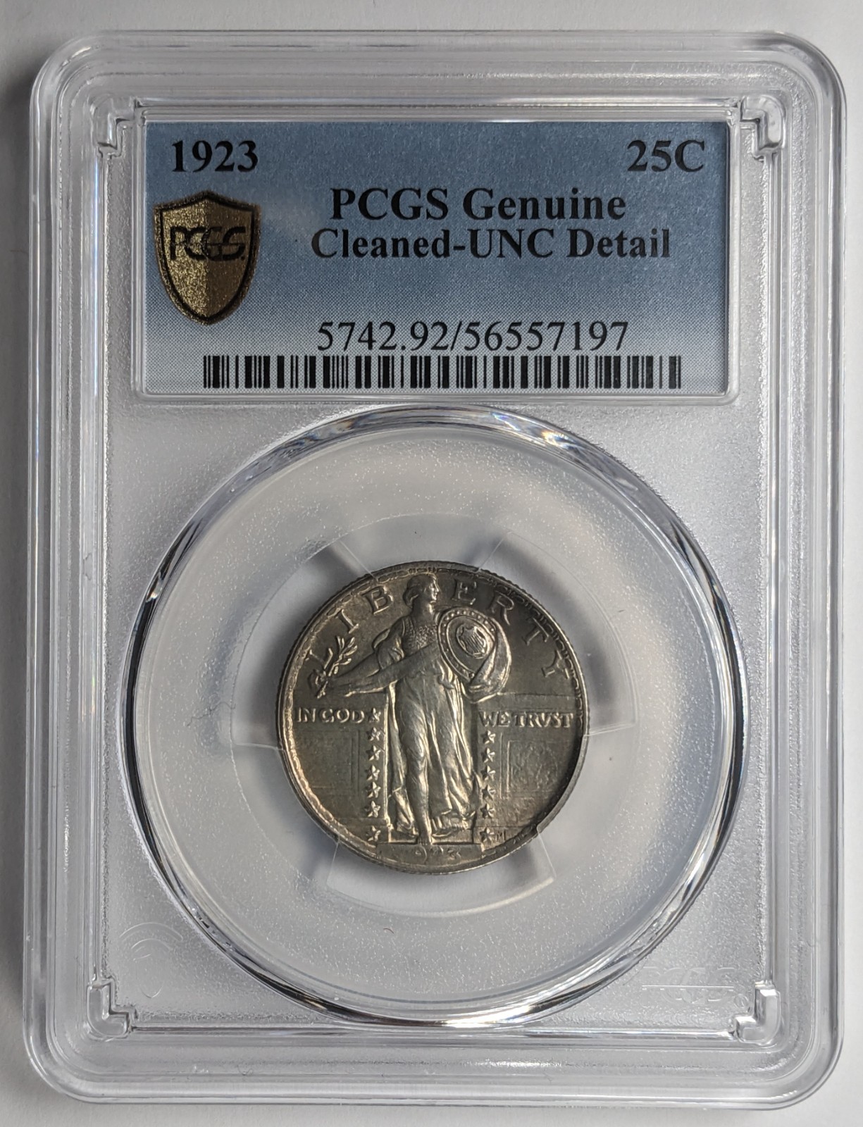1923 P Standing Liberty Silver Quarter PCGS UNC Detail