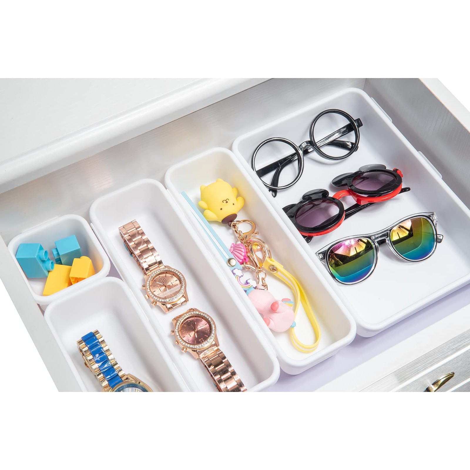 10 PCS Interlocking Desk Drawer Organizer Separators Kitchen Bathroom Tray