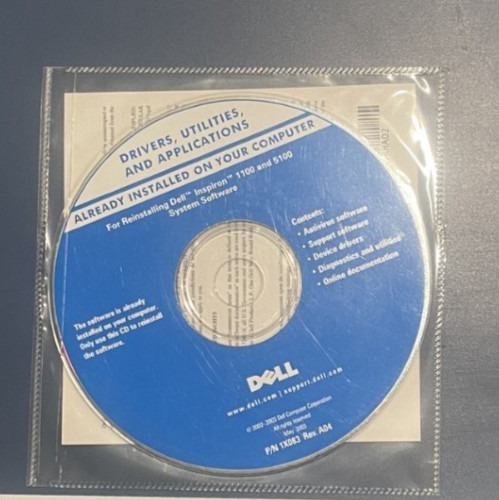 Sealed 2002-03  Dell Inspiron 1100 & 5100 System Software & Utilities CD-Rom