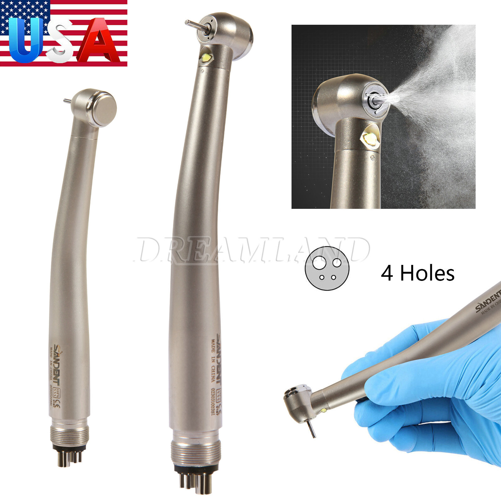 KAVO Style Dental LED Fiber Optic High Speed Handpiece 3 Spray 4 hole