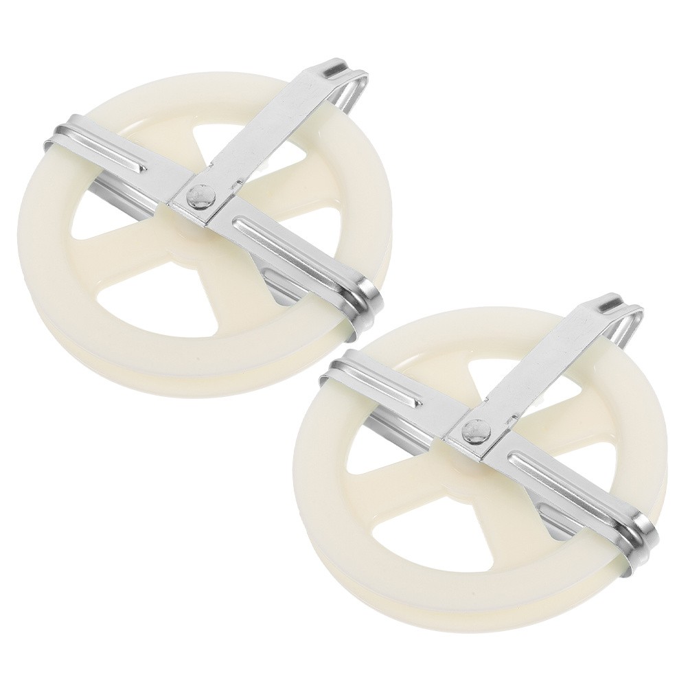 2 Pcs Clothes Line Wheel Hanging String Pulley Drying Rope Clotheslines