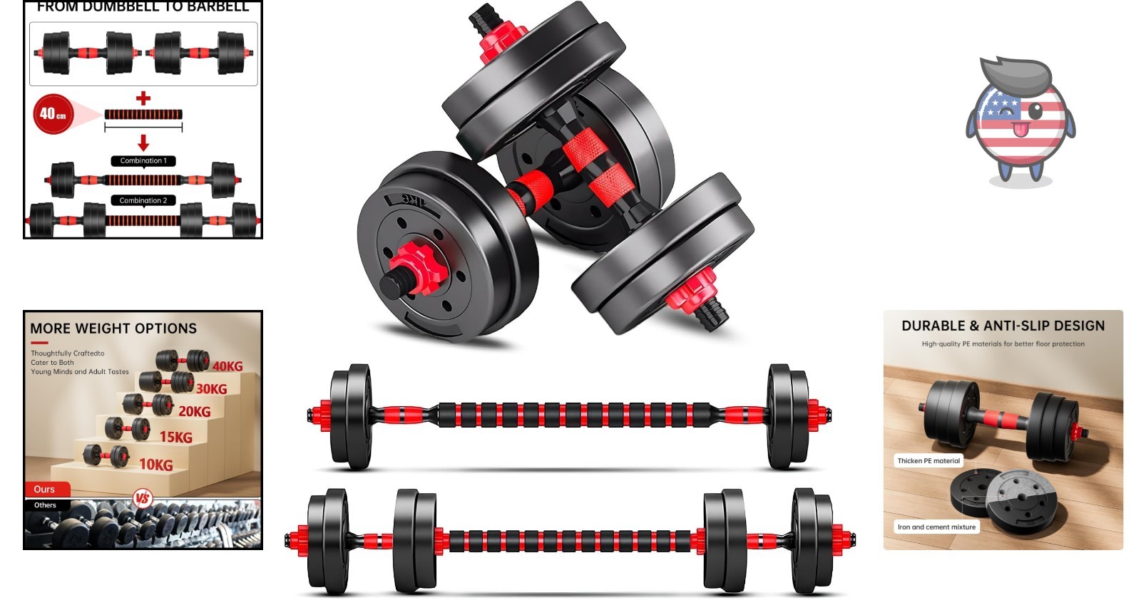 Compact Adjustable Free Weights Dumbbell Set - Space-Saving Home Gym Equipment