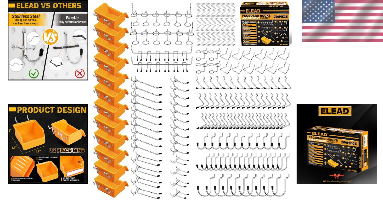 Complete 260-Piece Pegboard Hook Set: Durable & Versatile Workspace Solution
