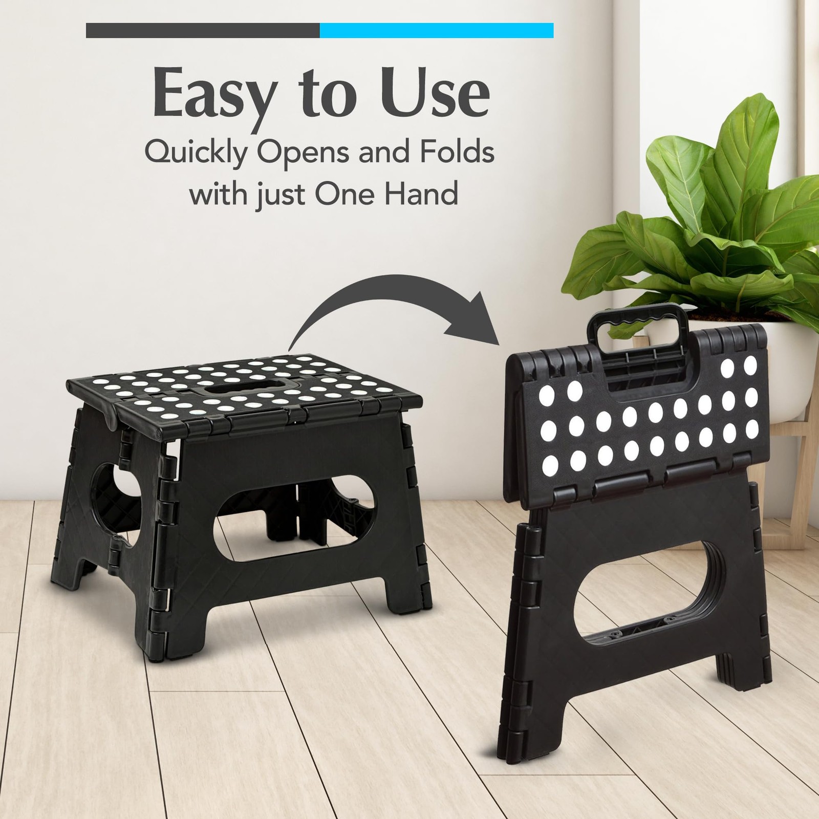 Folding Step Stool - Sturdy Enough Collapsible Stool to Support Adults - Open...
