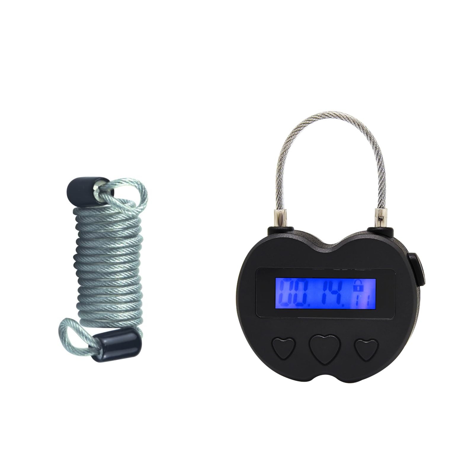 KENRONE Heart Metal Timer Lock, USB Rechargeable Compact Small, Black