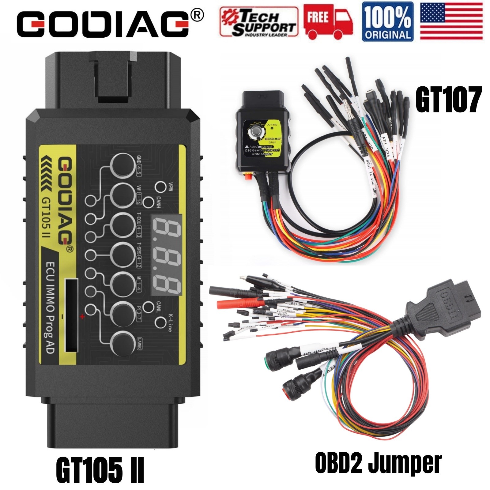 GODIAG GT105+GT107 Gearbox Data Read/Write Adapter & Full Protocol OBD2 Jumper