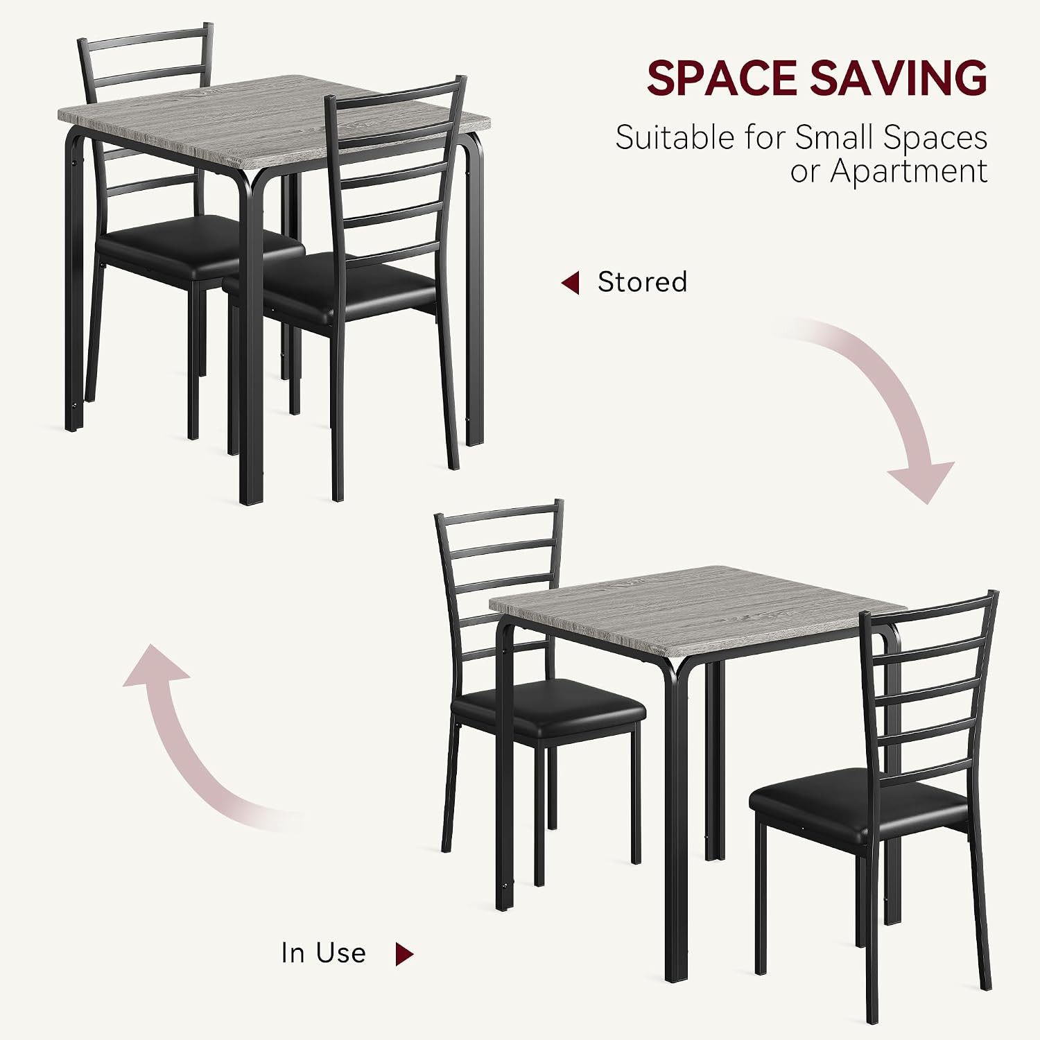 3-PCS Small Dining Table Set Kitchen Table and 2 Upholstered Chairs,Table Set Ho
