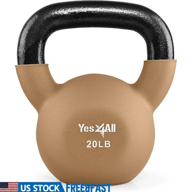 20 Lb Cast Iron Neoprene Kettlebell Weight W/ Ergonomic Handle Home Gym Fitness