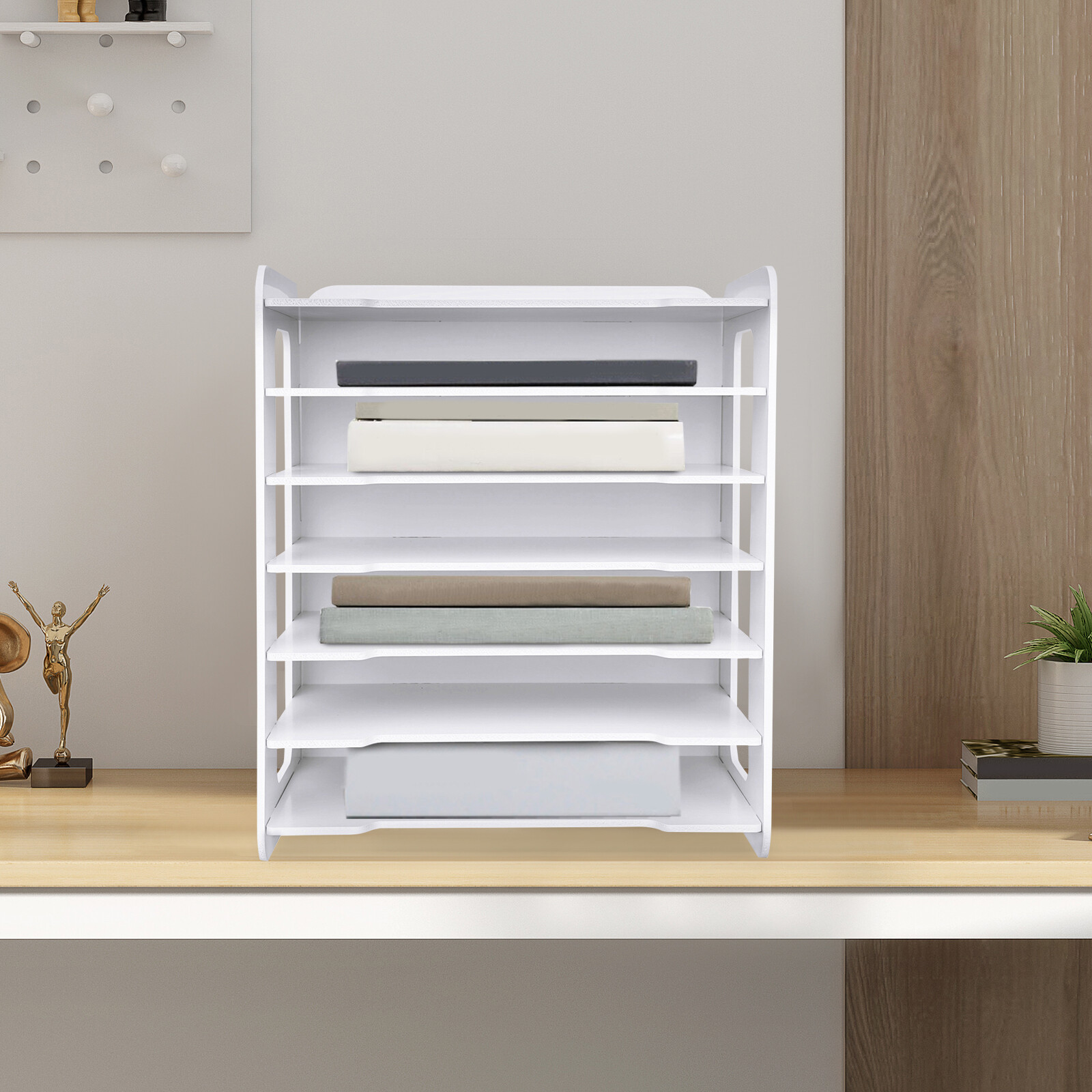 7 Tier Paper File Holder Document Storage Rack Desktop Organizer Office Home