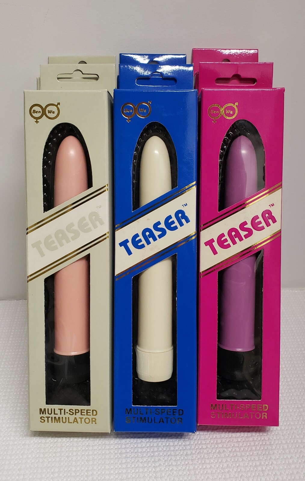 Lot of 3 BenWa Hand Held Classic Smooth Vibrator Multispeed 7" Massager Bullet