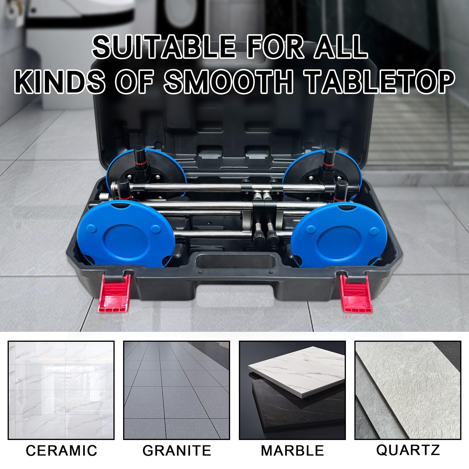 Manual Vacuum Countertop Leveling System - 3s Quick-Suction Technology & 4 Ad...