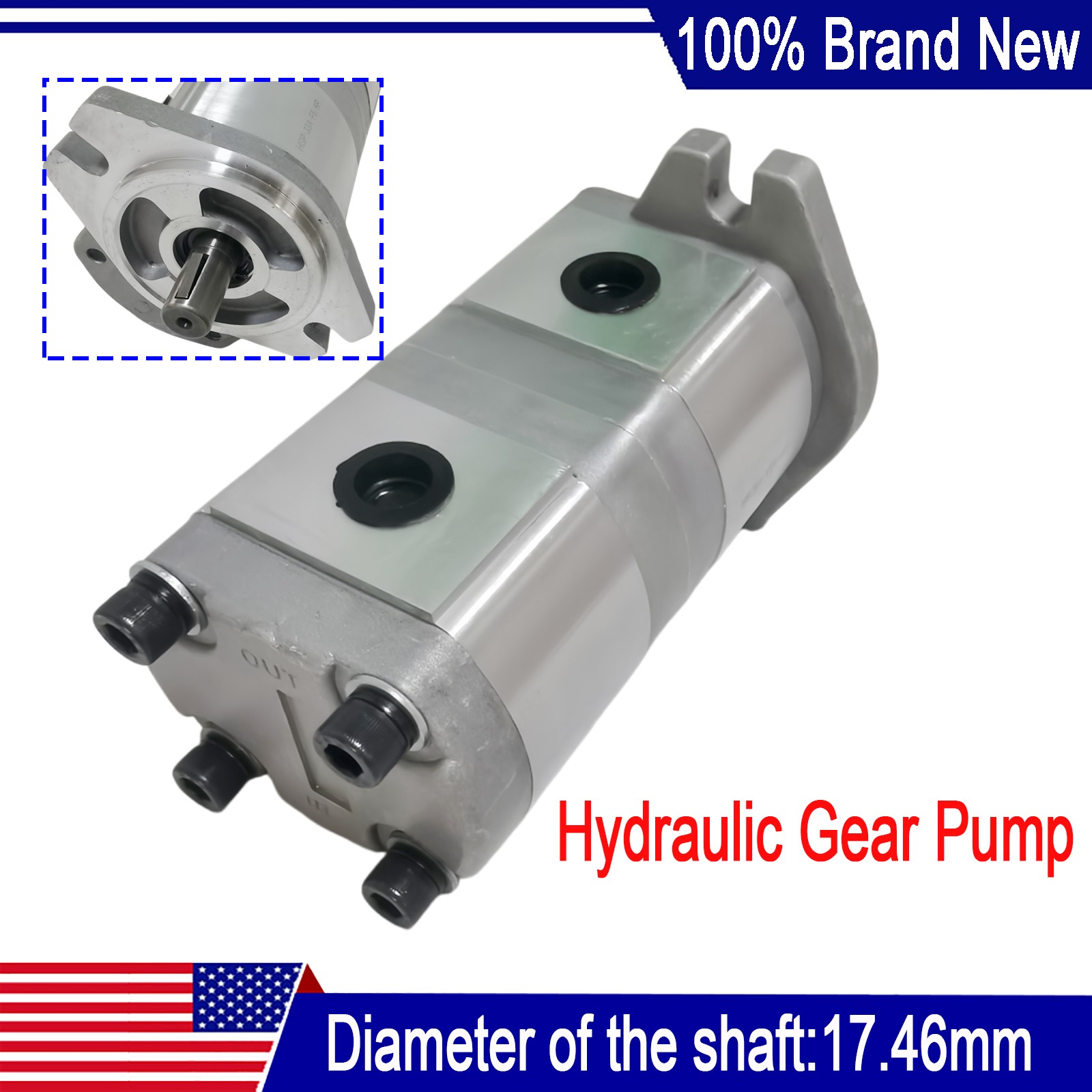 Double Gear Hydraulic Pump HGP-33A-F6/6R 17.46mmd Shaft Replacement