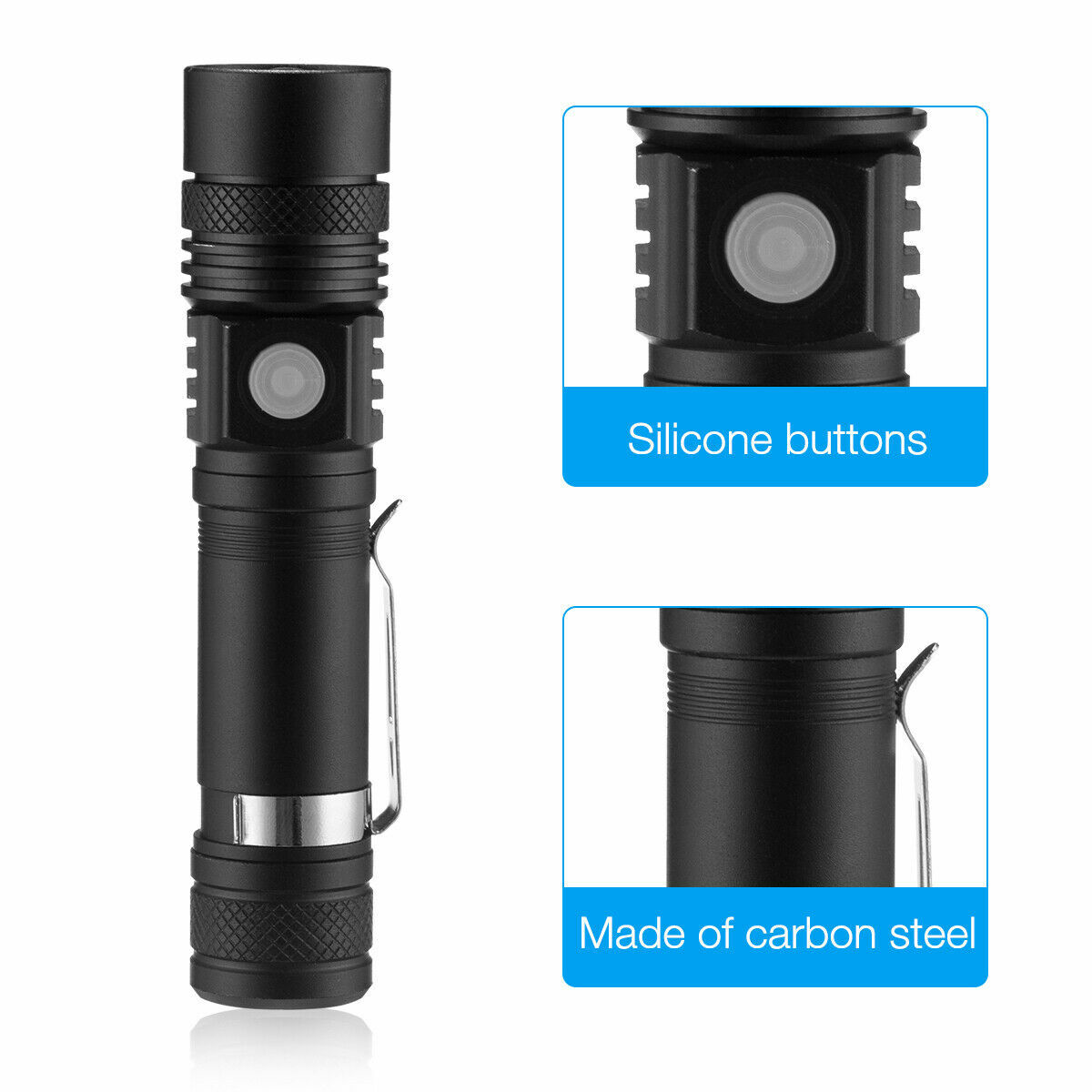 2 PACK LED Flashlight Rechargeable USB LED Tactical Torch Light Lamps