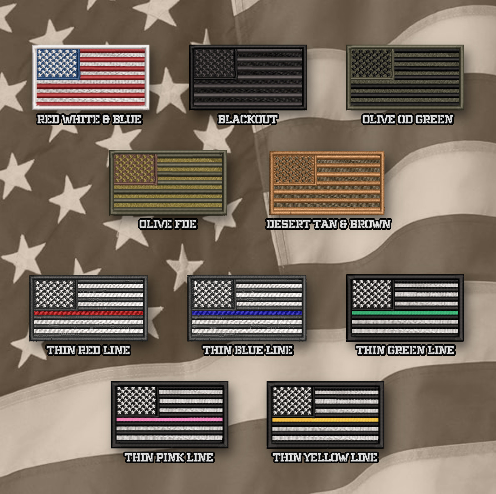 American Flag Iron-On Patch | Embroidered Flag Patches | Multiple Colors & Sizes