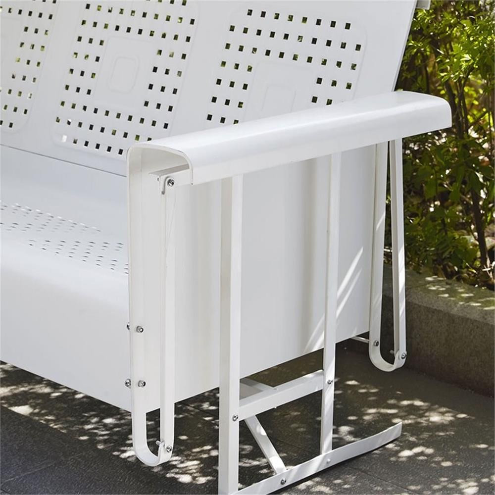 Crosley Furniture Bates Metal Steel Gliding Patio Sofa in White