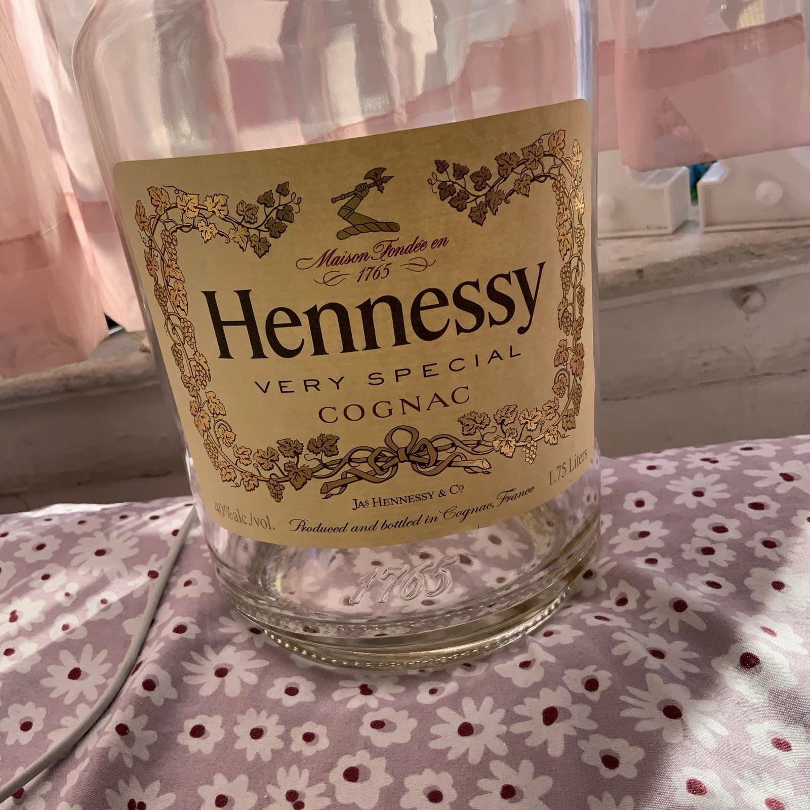 Hennessy VSOP 1.75 Liter Empty Bottle with Cork Stopper Excellent Condition
