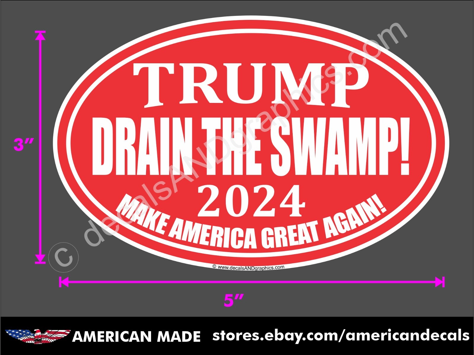 TRUMP DRAIN THE SWAMP 2024 DECAL WINDOW BUMPER STICKER POLITICAL