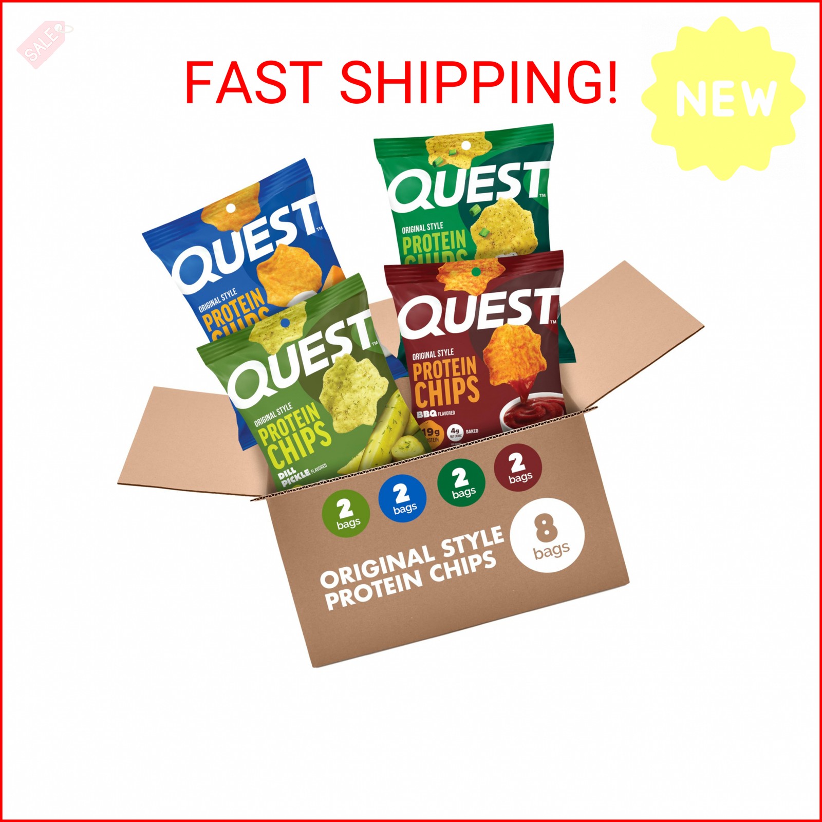 Quest Nutrition Protein Chips Variety Pack, Dill Pickle, BBQ, Cheddar & Sour Cre