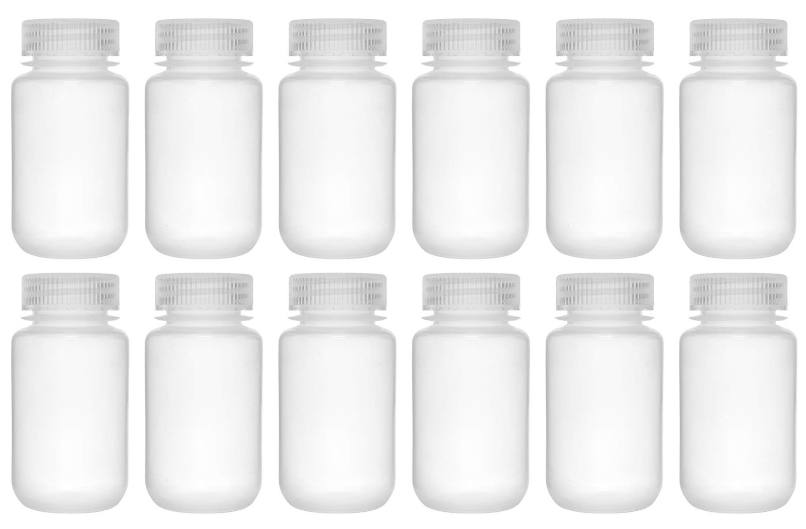 12 PCS Reagent Bottles 125ml Wide Mouth Screw Cap Polypropylene Translucent