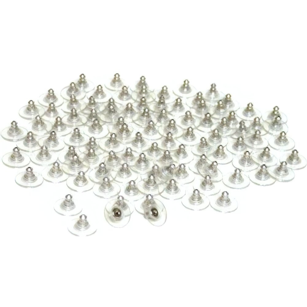 50 Silver Tone Hypo-Allergenic Earring Backs w/Pad New