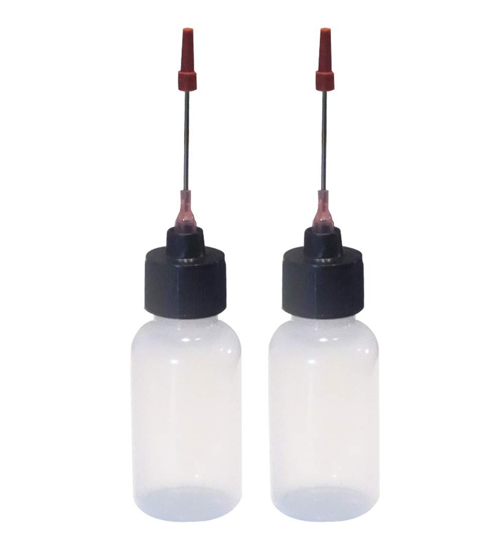 Hicet 2 Bottles -1 OZ Size with Stainless Needle tip 1 Ounces, Clear