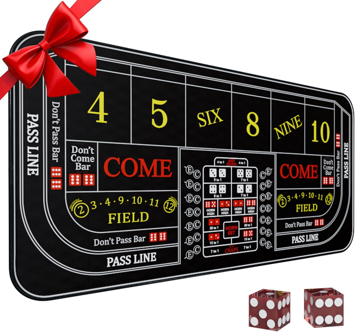 Craps Mat 35" X 16" Craps Table Top Set Mini Craps Table Mat Craps Table Top Mat