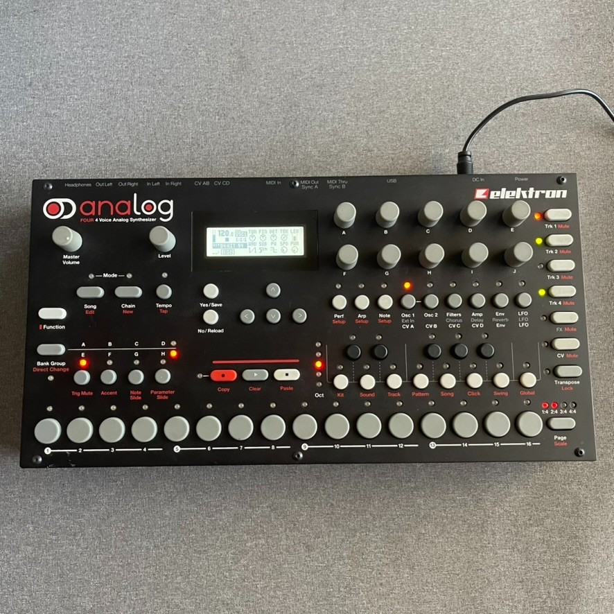 Elektron Analog Four MKI 4-Voice Analog Synthesizer Sequencer w/ Power Supply