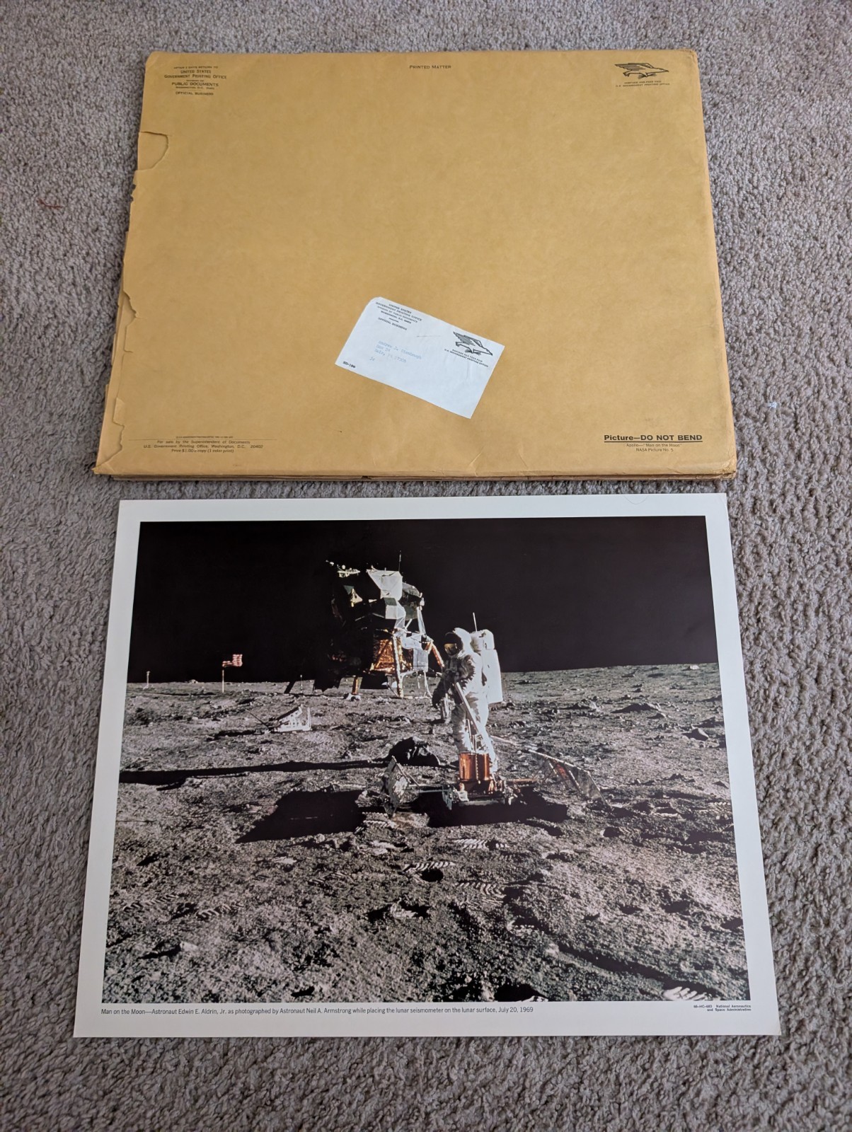 Vintage NASA Apollo 11 “Man on the Moon” Aldrin 16x20 Photo Print 1969