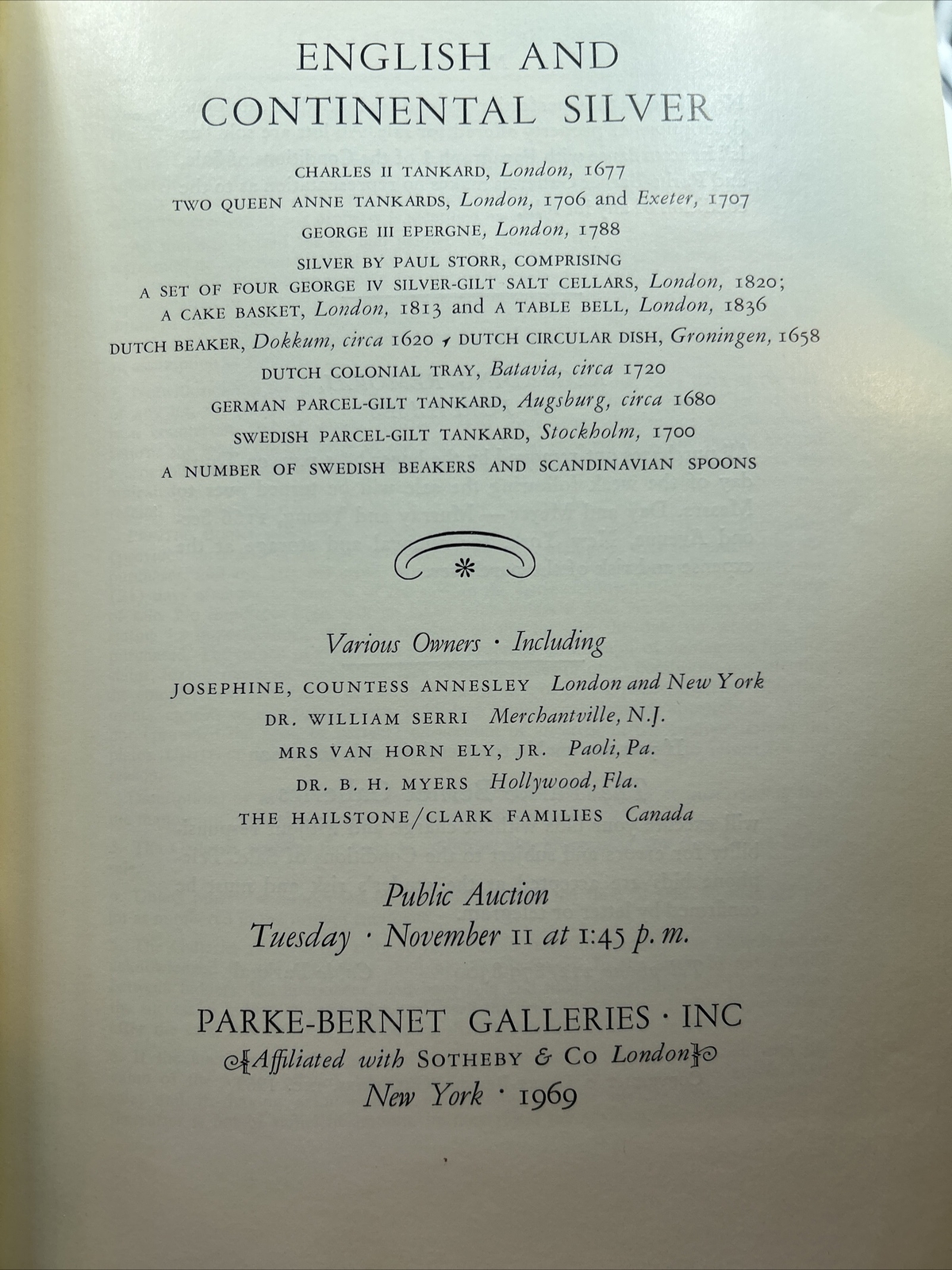 Parke-Bernet Catalog: Josephine, Countess Annesley (Lusitania Survivor)-Priced