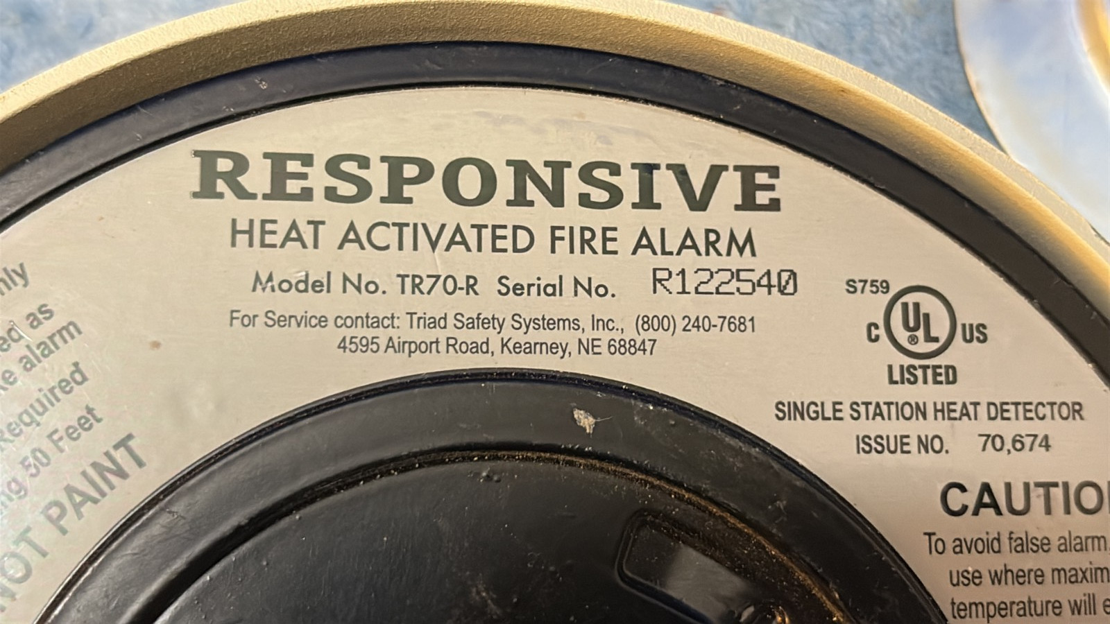 Responsive Heat Activated Fire Alarm TR70-R
