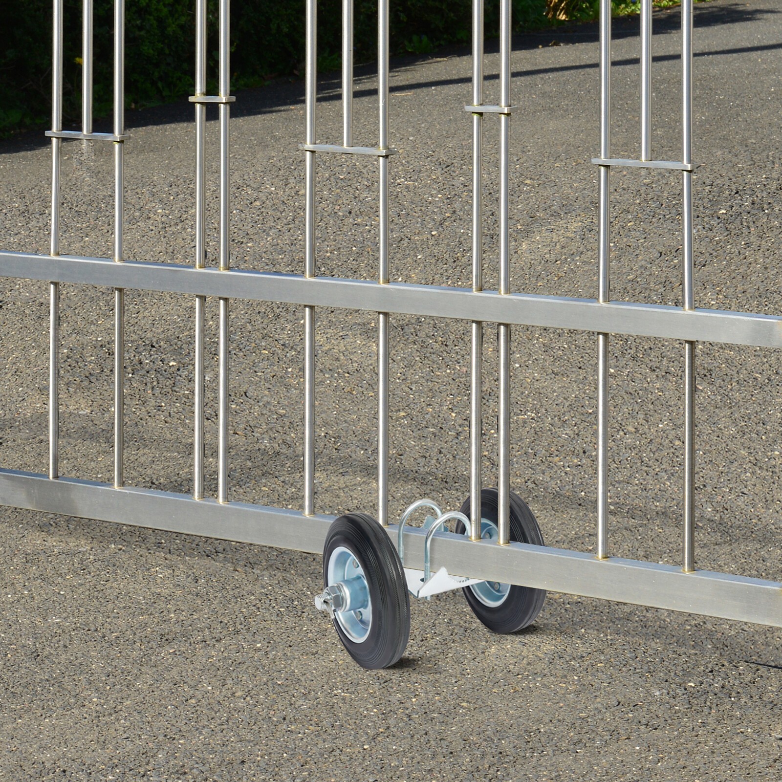 Heavy Duty Sliding Gate Hardware Kit Double Wheel 600Lbs Adjustable Latch