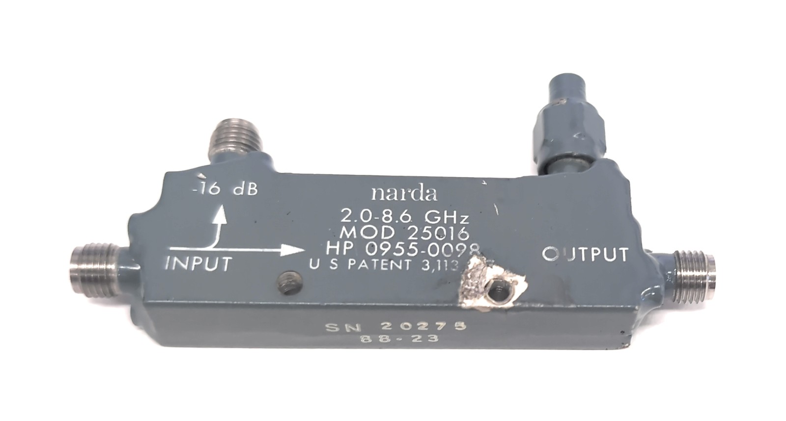 Lot of 2 Narda 25016 2 to 8.6 GHz,16 dB, SMA, Directional Coupler HP 0955-0098