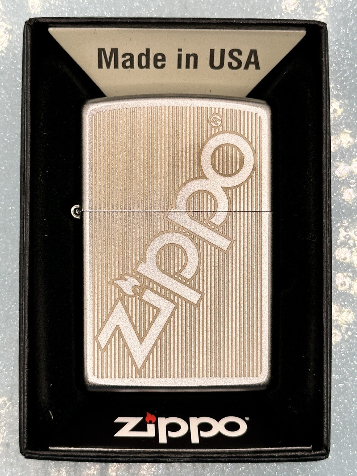 2024 Zippo Logo Engraved Chrome Zippo Lighter NEW 29701