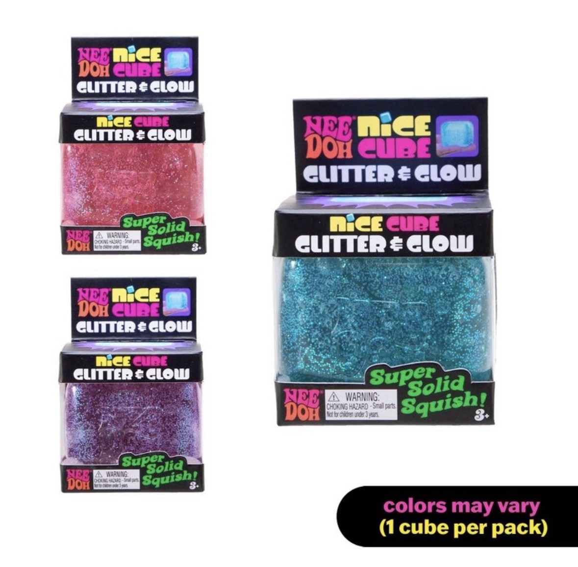 Nee Doh Nice Cube Super Solid Squish! - Blue Purple Pink - (Color May Vary)