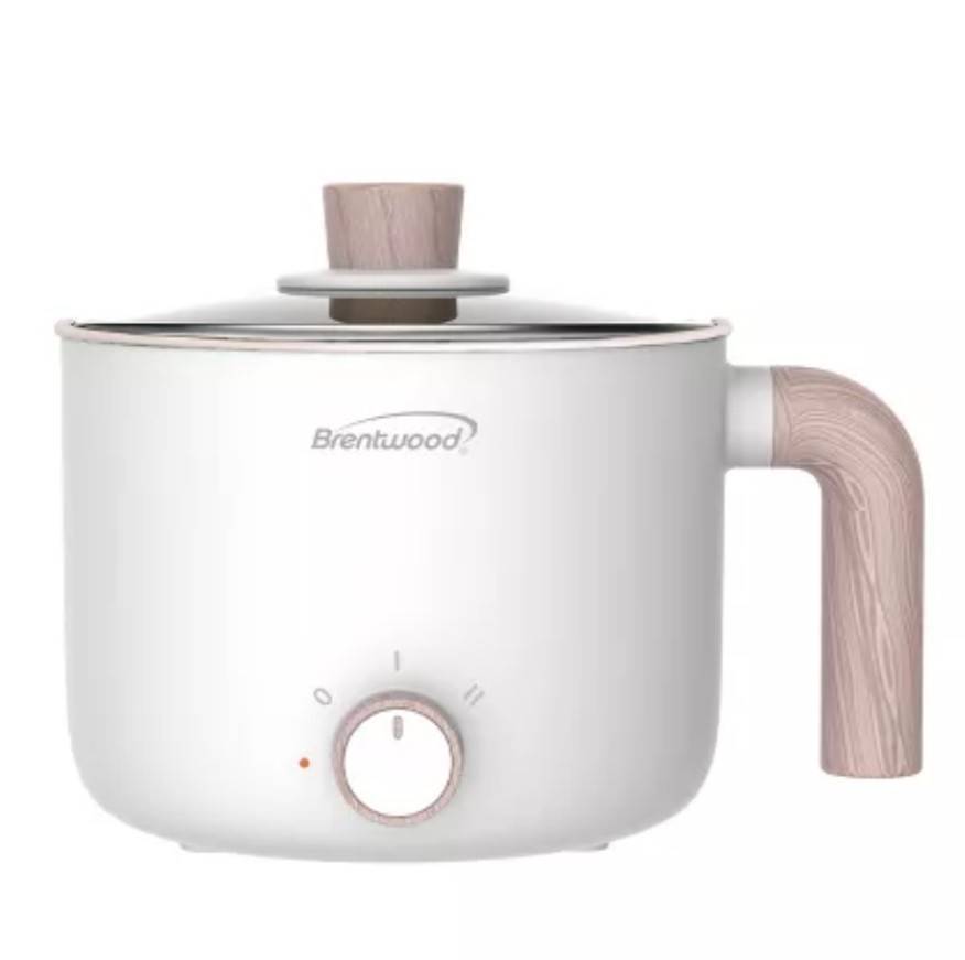 Brentwood 1.5Liter Multi-Function Electric Hot Pot Cooker In White With Ceramic