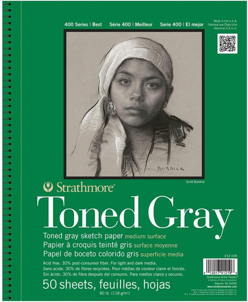 Strathmore 400 Series Sketch Pad, Toned Gray, 5.5x8.5 5.5x8.5, Gray