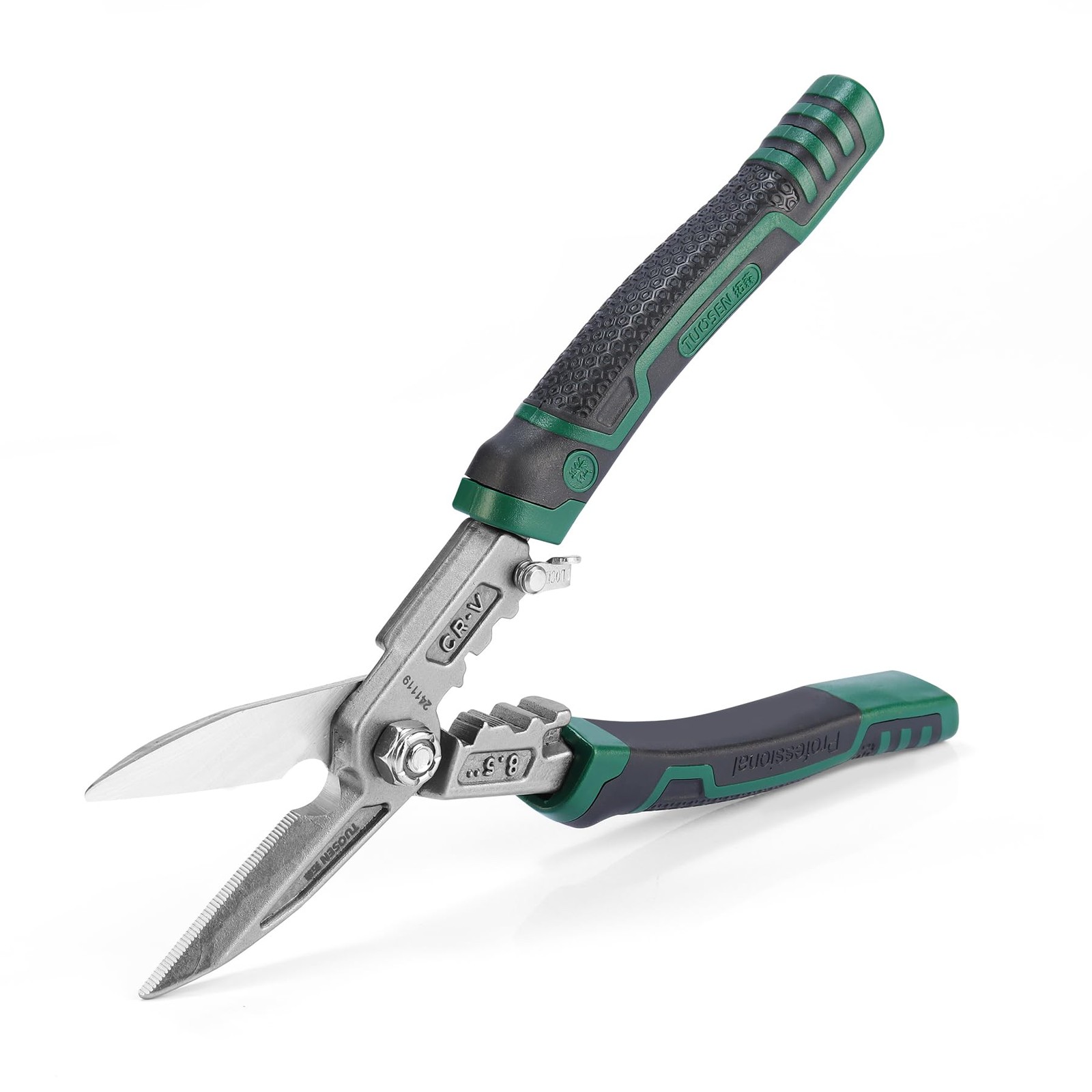 Heavy Duty Industrial Scissors, 8.5", CR-V Steel, Serrated Blades, Built-in S...